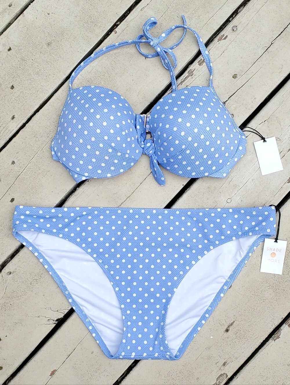 NEW! Shade & Shore Polka Dots Two Pieces Swimsuit Size XL / 36D